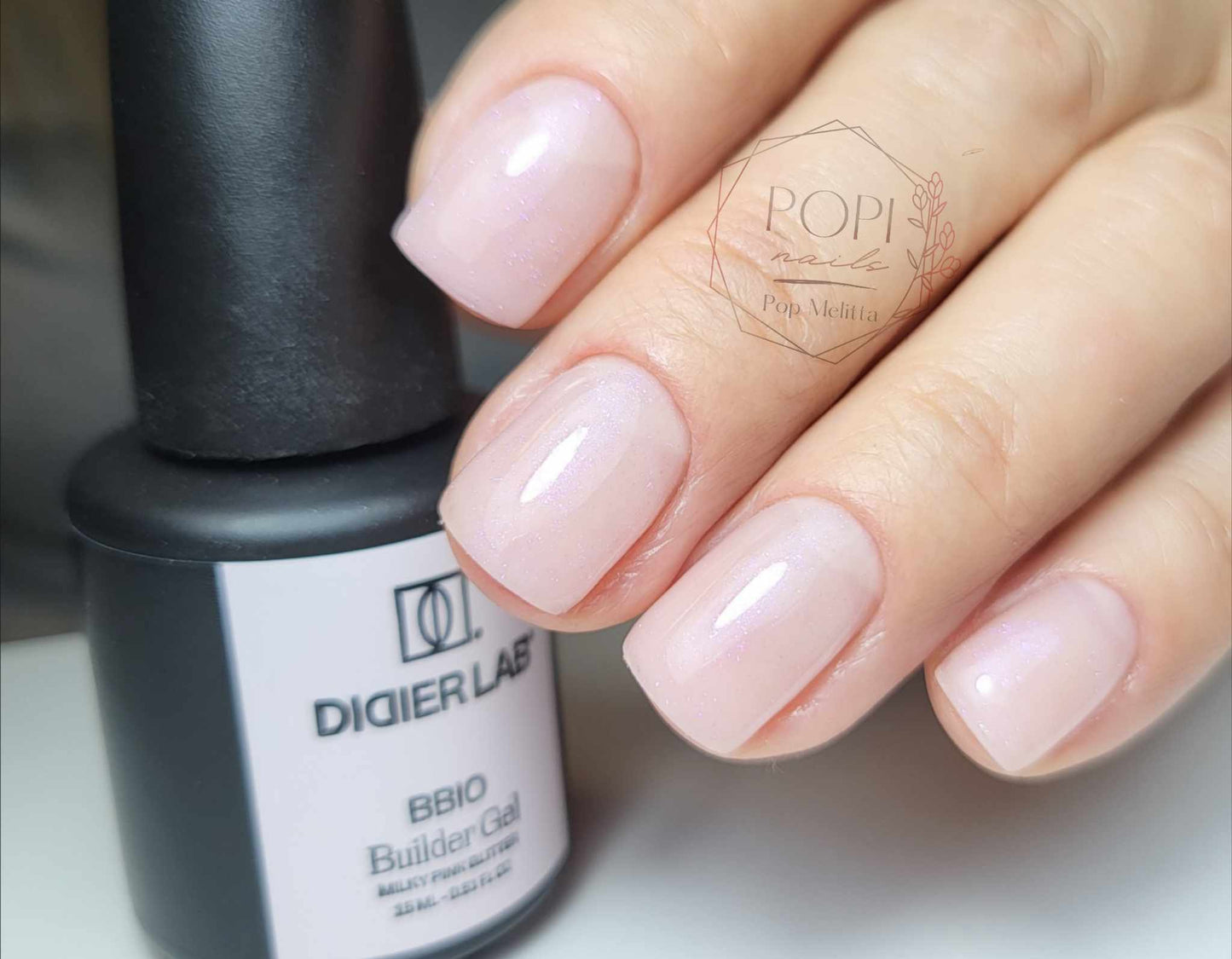 Rakennegeeli BBIO Didier Lab, Milky Pink Glitter, HEMA & TPO FREE 15ml