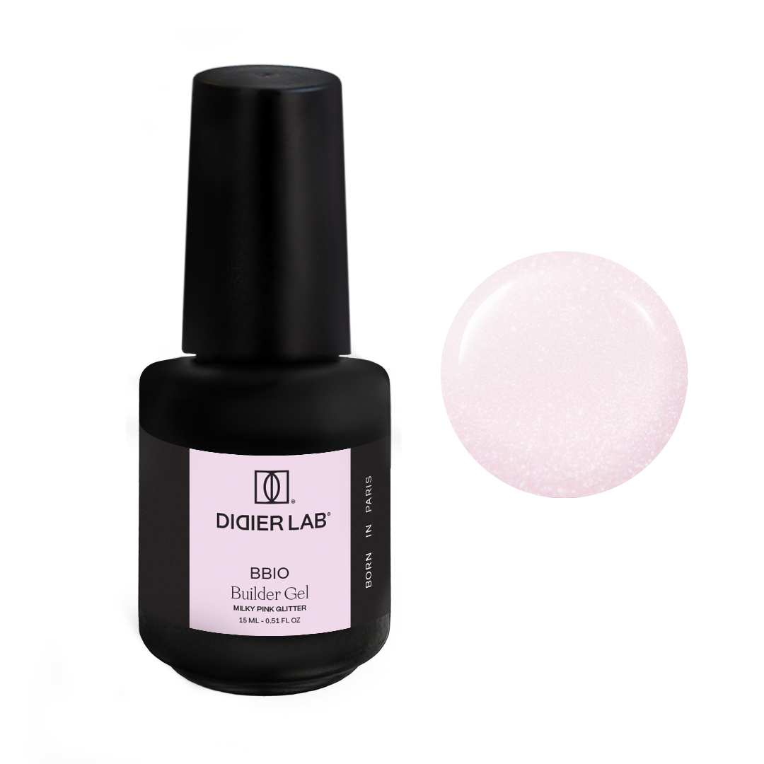 Rakennegeeli BBIO Didier Lab, Milky Pink Glitter, HEMA & TPO FREE 15ml